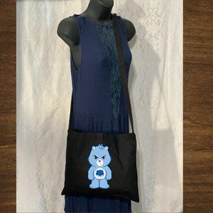 Care Bear Grumpy Small Crossbody Messenger Canvas Tote Bag with Long Straps